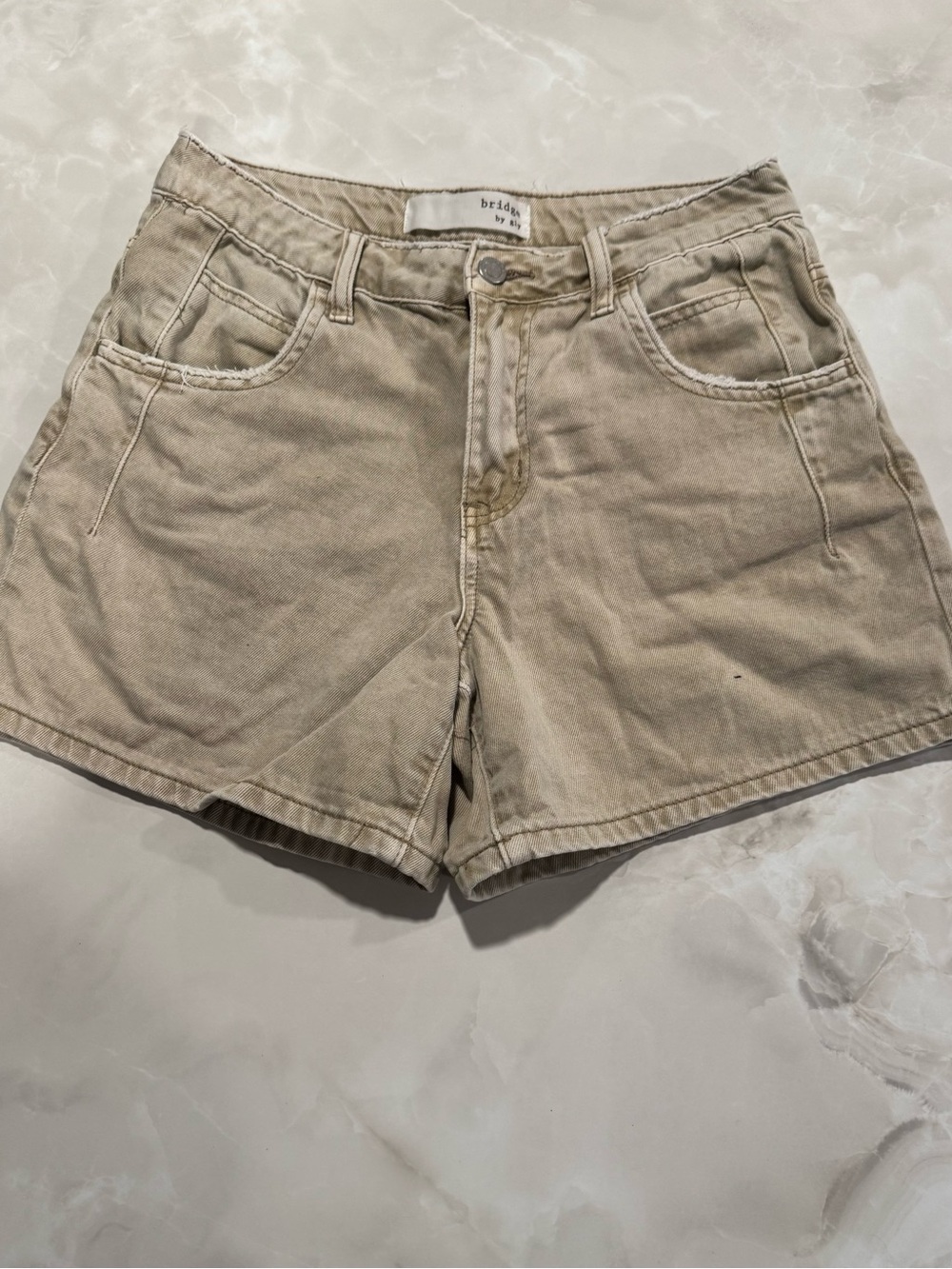 Bridge by Gly Beige High-Waist Denim  mom Shorts